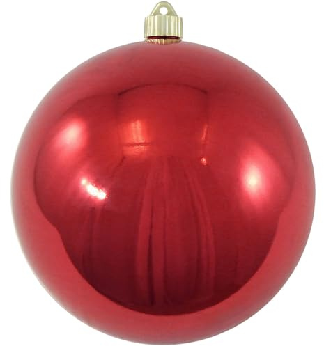 Christmas By Krebs 8 (200mm) Shiny Sonic Red [1 Piece] Extra Large Solid Oversized Huge Big Outdoor Plastic, UV Ball Ornament Hanging Tree Decorations