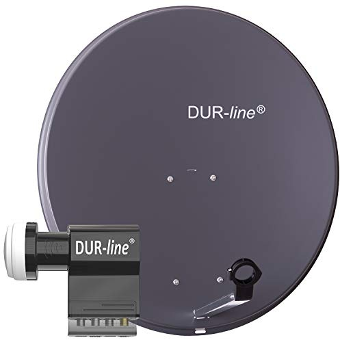 DUR-line MDA 80 Anthrazit - Digiatale 6 Teilnehmer Satellitenschüssel Komplett-Anlage mit UK 104 - Unicable LNB [Camping, Astra 19,2°, DVB-S/S2, Full HD, 4K, 3D]