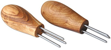 - Lot de 2 piques D.O.M. - Pour épi de maïs ou pomme de terre - Avec manche en bois d'olivier