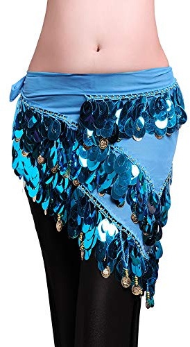 ROYAL SMEELA Bauchtanz Hüfttuch Sexy Kostüm Damen Tanz Umhüllt Rock Flamenco Zigeuner Silber Münze Dreieck Hüften Schals Kleid Münztuch Übungskleidung Gürtel