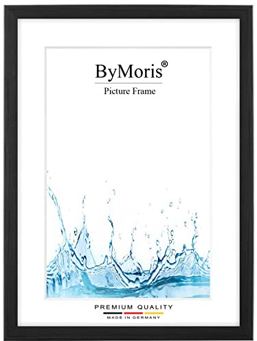 ByMoris Cornice per foto personalizzata 33 x 48 cm in Pino Nero con vetro acrilico antiriflesso, poster puzzle ritratto cornici in legno