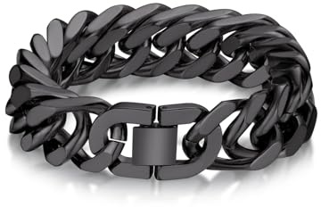 Bandmax Herren Armband Edelstahl Panzerarmband 6/8/12/17mm Massiv Kubanische Gliederarmband 19/21/23cm Schwere Panzerkette Armkette mit Faltverschluss Männer Armreif Schmuck für Geburtstag Vatertag
