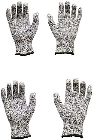 JZK Media e Grande, 2 paia guanti antitaglio cucina livello 5 protezione da taglio, guanti resistenti al taglio, guanti lavoro antitaglio per coltelli cucina e intaglio legno