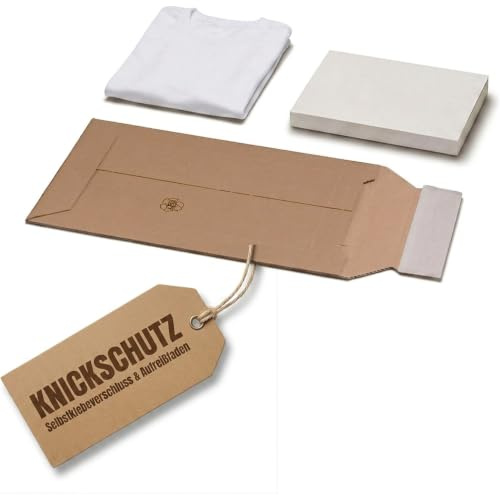 KK Verpackungen Versandtasche aus Wellpappe DIN A5 | 100 Stück, 187x272x50mm | Selbstklebeverschluss & Aufreißfaden | Knickschutz & Kantenschutz | Für Bücher, Kataloge, Zeitschriften