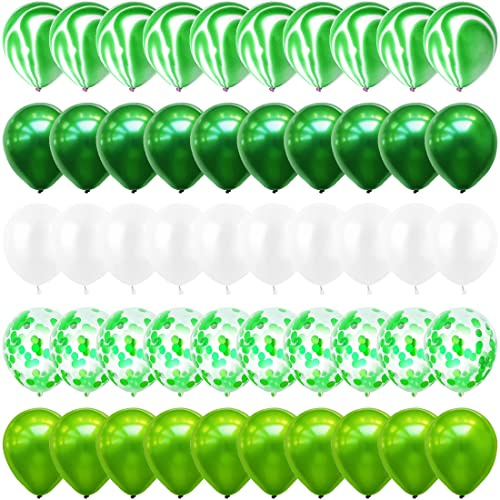 Bluelves Ballonger grön, gröna ballonger, konfettiballonger 60 stycken, födelsedagsdekoration ballonger grön, för dekoration födelsedag, pojke, djungel barnfödelsedag, bröllop ballong