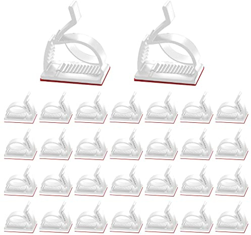ALBOYI 50 Stück weiß Kabelclips, Kabelhalter mit Starken Selbstklebend Pads für Auto, Büro, Zuhause Kabel-Management