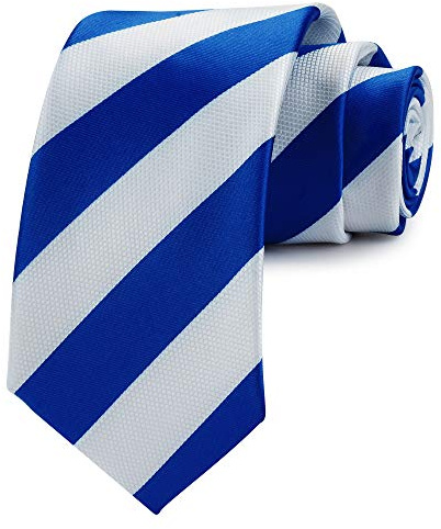 GUSLESON Fashion Blue White Striped Ties Mens Silk Necktie for Wedding (0694-18)