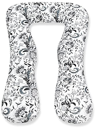 Amilian Schwangerschaftskissen zum Schlafen Lagerungskissen Seitenschläferkissen Ink.Bezug Erwachsene Baby Bed universell groß TYP A Folk Grau Pregnancy Pillow bodypillow