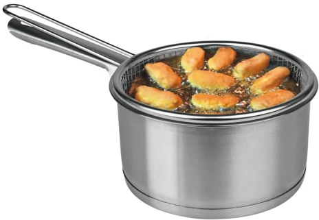 TIENDA EURASIA® Cazo Cocina Acero Inoxidable Cestillo Freidor 16 cm Inducción Todo Fuegos