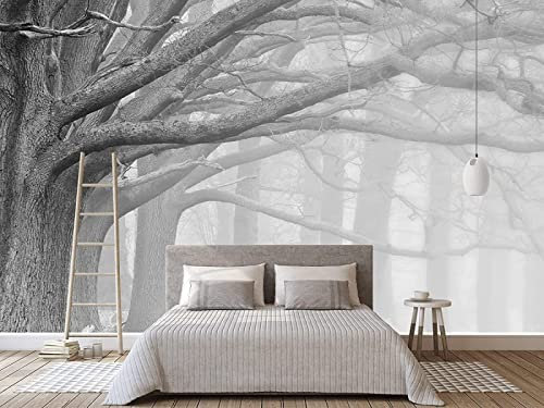 Papier Peint 3D Intissé Arbre D'Art Noir Et Blanc Papier Peint Panoramique 3D Moderne Décoration Murale