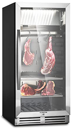 Klarstein Kühlschrank, Reifeschrank Dry-Aged, 1 Zonen Kühlschrank mit Glastür, für In- und Outdoor mit LED-Beleuchtung, Freistehend oder Einbaukühlschrank, Temperaturbereich 1-25 °C, 233 L