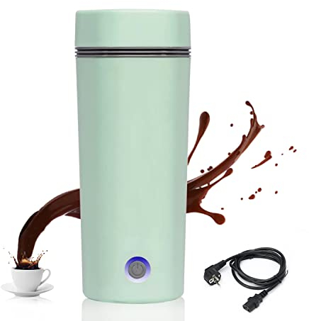 leiruo Bouilloire électrique de voyage 3 en 1 Mini Bouilloire et Mini Thermos 304 Bouilloire en Acier 350 ml Mini tasse chauffante portable Arrêt automatique pour Thé, Lait, Café (Vert)