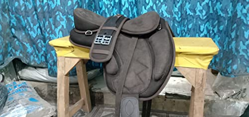 WILD RACE New Zigzag Design Treeless Synthetic Freemax Saddle (15, Brown)
