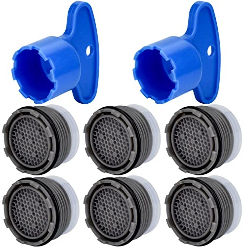 6 Pieces Faucet Aerators with Faucet Aerator Removal Tool 18.5 mm Water Saving Flow Restrictor Set Replacement Part for Bathroom or Kitchen