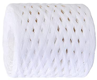 Colcolo 200 m/Rolle Bast-Papierband, Ornament, langlebig, recycelbar, zum Weben, Geschenkverpacken, Häkeln, Floristen, Basteln, Boxen, Verpacken, Weiß