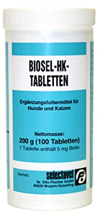 Selectavet Biosel-HK 100 Tabletten | Haut & Haar bei Hunden & Katzen | Biotin-Magel Haarausfall