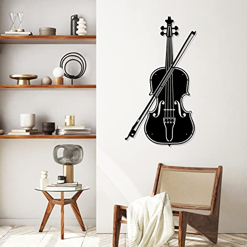 Songjum Violine Metall Wandskulptur Musik Metall Wandskulptur Metall Musik Geigen Wandkunst Für Wohnzimmer Dekor Schlafzimmer Dekor Studio Dekor Home Innen im Freien Dekor（Schwarz）