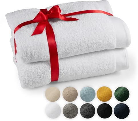 Blumtal Premium 2-TLG. Saunatuch Set 80x200cm - Saunahandtuch Oeko-TEX Zertifiziert, 100% Baumwolle, Frottier XXL- Saunatücher, Extra Weich und Saugstark, Weiß