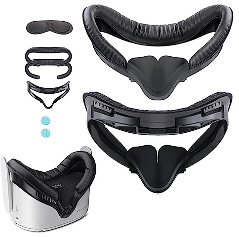 Amacoam Cubierta Facial de VR Compatible con Oculus Meta Quest 2 Interfaz Facial para Oculus/Meta Quest 2 Accesorios con 2 Reemplazos de Almohadilla Facial, Protector Lente Espaciador de Gafas