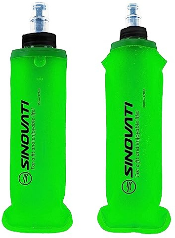 SINOVATI® Borraccia pieghevole in TPU, Soft Flask, bottiglia d'acqua senza BPA, per zaino, bicicletta, trekking, jogging, campeggio e arrampicata (verde, 250 ml + 500 ml)