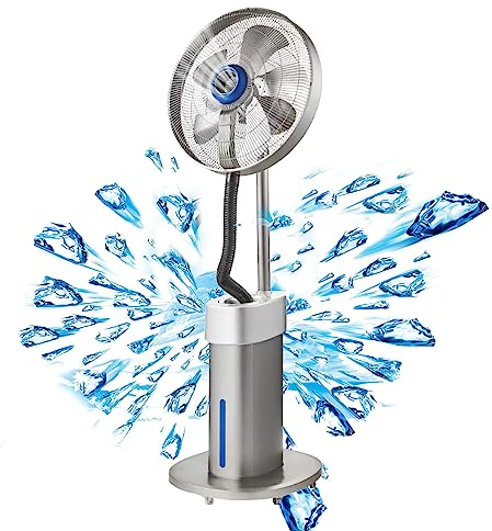 Ventilateur De Brumisation ExtéRieur, Ventilateur De Brumisation Sur Pied Oscillant à Grande Vitesse,Oscillation à 120°, éTanche, Ventilateur Industriel Pour PulvéRisation à Ultrasons En ExtéRieur ( S