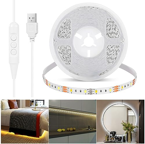 LED Strip Lights for TV, 5M Lights Bar Flexible Lights with Self-Adhesive Dimmable LED Light Strips 2800K-6500K Warm to Daylight White for Stairs, Wardrobe, Kitchen, Mirror,Bedroom and Bar Cabinet