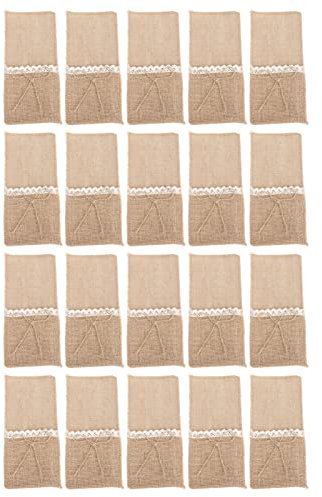 Utensilienhalter aus Sackleinen, Bestecktasche aus Jutespitze, Besteckhalter, Messer, Gabeln, Taschen, Jute-Serviettenbeutel, Utensilien-Aufbewahrungshalter Für Zuhause, Küche, Hotel, Restaurant