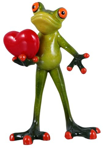 DECHOUS Garten Deko Frosch aus Kunstharz mit Herzförmiger Form Lebensechte 3D-skulptur als Ornamentale Tischdekoration für Party und Büro