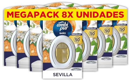 Ambi Pur Baño Ambientador Continuo Sevilla 8 Unidades | Combate Olores Y Refresca Continuamente