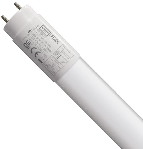 Crompton Lamps 2ft LED T8 Tube, 6500K Daylight, 9W (18W Equivalent), Replacement Fluorescent Tubes for LED Batten Light, Ceiling Strip Lights, Garage Lighting, Includes Fluorescent Starter