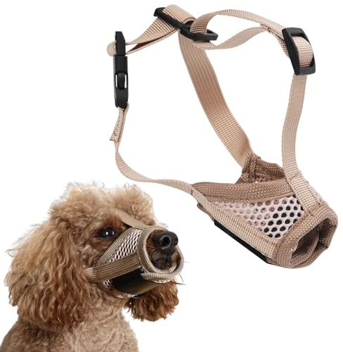 Maulkorb für Hunde, Weicher Haustiermaulkorb Gegen Kauen Hundemaulkorb mit Atmungsaktivem Netz und Stabilem Kopfgurt Design Netzmaulkorb für Große Mittelgroße und Kleine Hunde (S)