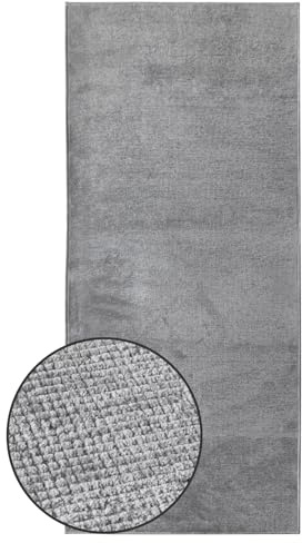 KARAT Tapis de couloir tissé - 80 x 100 cm - Argenté - En coton moelleux - Pour cuisine, couloir et salon - Tapis de couloir - Motif azade