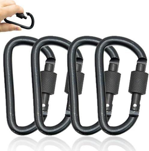 4pcs Locking Carabiner,Clips, Key Clip,D-Ring Carabiners with Screw Lock, Duty Aluminum Alloy Locking Key Chain Carabiner Clip Hook for Camping Hiking