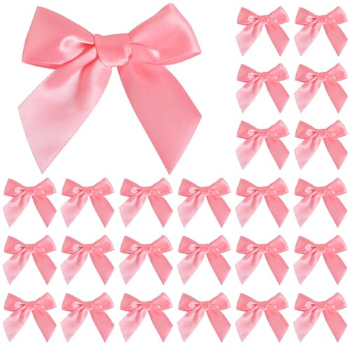 24 fiocchi di raso autoadesivi in rosa – perfetti per battesimo, compleanno, matrimonio e confezioni regalo – nastro di raso fiocchi regalo decorazione per fai da te