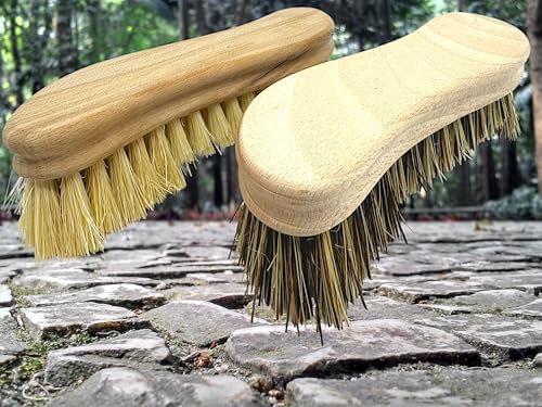 2 x Set MAAJ WASCHBÜRSTE - SCHEUERBÜRSTE - WURZELBÜRSTE Holz MIT BART + Fiber & Union BESTÜCKUNG - HART - Made IN Germany