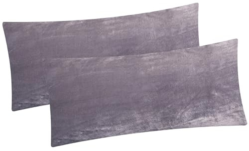 2er Set Fleece Winter Kissenbezug 40x80cm - Anthrazit (40x80cm-Anthrazit) | flauschig weich und warm, Kissenhülle, Doppelpack, kuschelig, Reißverschluss auf der langen Seite