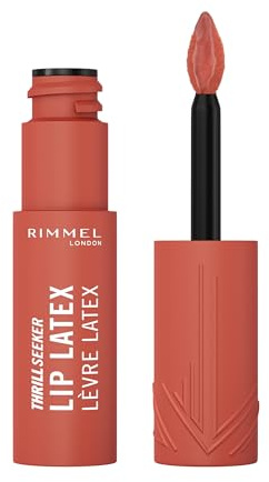 Rimmel Thrill Seeker Lip Latex, 200 So Peachy, Ultra-Smooth Finish, Lasts All Day, Transfer-Proof, Infused with Aloe Vera, Hyaluronic Acid and Vitamin E, Diamond-Like Shape Applicator, Vegan