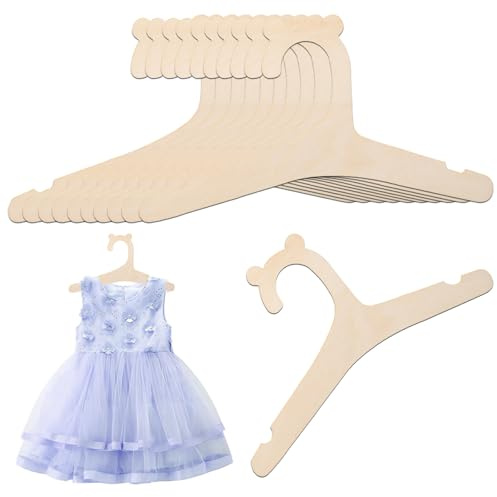 10 Stück Baby Kleiderbügel aus Holz, Babykleiderbügel, Kleiderbügel Kinder | Rutschfester Kinderkleiderbügel aus Holz, Langlebig & Sicher | Für Babies und Kinder Kleidung Hosen