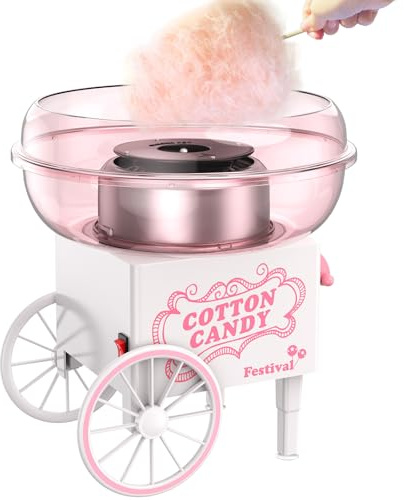 Candy Cotton Machine, Mini Machine for Kids with Sugar Spoon, Easy and Safe to Use, Portable Candy Yarn Maker, Classic Pink, for Birthdays, Home, Meetings
