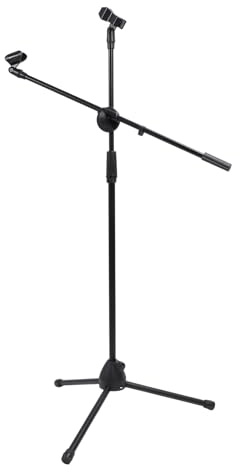 Cuifati Soporte de Micrófono de Altura de Auge Ajustable, Soporte de Piso de Micrófono de Brazo Rotativo de 360 ​​° con Basura de Trípode, Soporte de Micrófono de Colocación Segura,