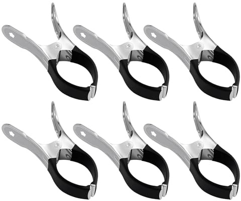 6 Pezzi 12,4 x 6,5 cm Nero clip Asciugamani in acciaio inox, Mollette Giganti Antivento in metallo, Resistenti Vento Antivento mollette Bucato,Mollette biancheria,per tessuti