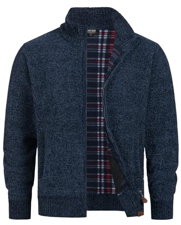 Indicode Herren INFilion Strickjacke mit Stehkragen und Reißverschluss | Klassischer Cardigan mit Stehkragen und Reißverschluss, Strickjacke, Herrenjacke, Freizeitjacke, Strickoberteil für Männer