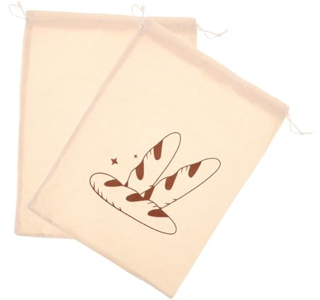 LIFKOME Sacchetti per Pane in Lino Coulisse, Sacchetti per Alimenti da Forno e Verdure, Borsa Portaoggetti per Conservazione in Cucina, Set da 2 Pezzi Grande capacità