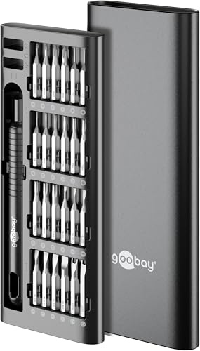 goobay Set di cacciaviti 48 in 1, mini utensile portatile con punte di precisione, kit di riparazione per Macbook, laptop, PS4, PS5, iPhone, occhiali, orologi, switch, Xbox, PC, 77835
