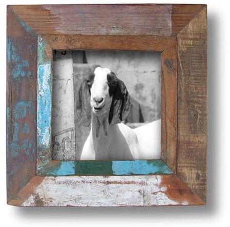 LS-LebenStil XL Vintage Wand Bilderrahmen Fino - Fundholz Recycelt - Rustikal Braun Dehli - 15x15cm - Retro Fotorahmen Leerrahmen für Leinwand Bilder Passepartouts zum Aufhängen Collage Photo Frames