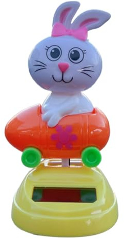 kinrguiyuez Mit Solarenergie Betrieben Tanzende Spielzeuge - Sammelbare Dekoration Einer Wackelnden Hasenpuppe - Hasenförmige Solar Tanzfiguren,Für Auto Innenraum Büro Schreibtisch Und Party Geschenke