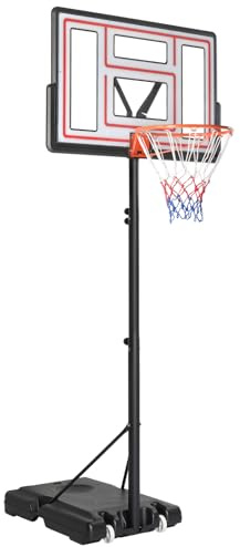 LEADZM Basketballkorb Outdoor mit Ständer & Rollen, 2 Netze, Basketball für Erwachsene & Kinder, Basketballständer Höhenverstellbarer für Garten und Hof, 135-305 cm Höhe
