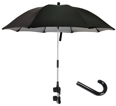 Baisirui Regn/parasoll för barnvagn, UV-skydd UPF50+, paraply för rullator, 73 cm diameter med paraplyhandtag, med universalhållare som kan roteras 360°
