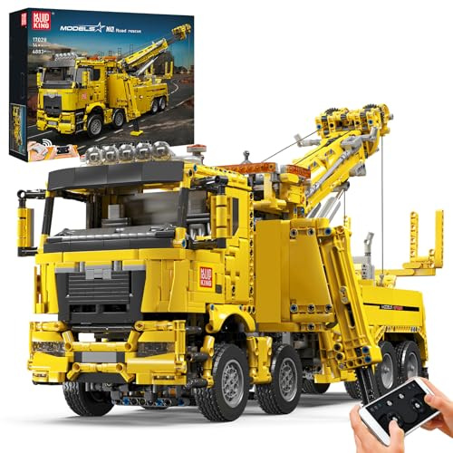 Mould King 17028 Technik Feuerwehr LKW mit Motoren, RC Kran Modellauto, App & Fernsteuerung, 4883 Teile Klemmbausteine Bausatz, Feuerwehrfahrzeug für Erwachsene & Jugendliche