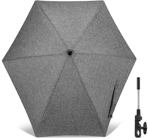 Skibiles Sombrilla Universal para Cochecito de Bebé, Parasoles de Silla de Paseo para Protección UV 50+, con Abrazadera de Fijación para Cochecito & Silla de Paseo, 78 cm Diámetro